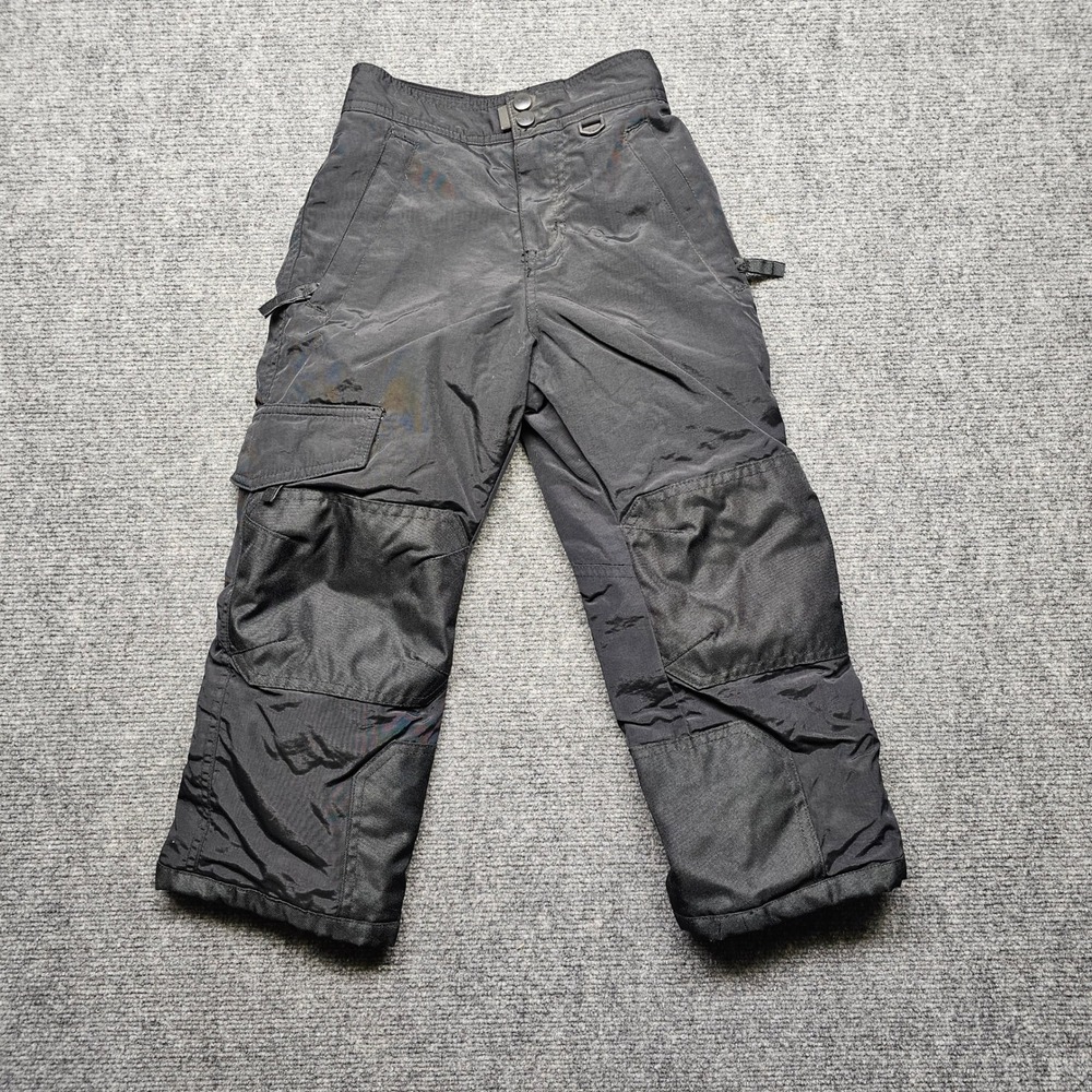 Slalom Kids Black Insulated Snow Pants Cargo Ski Snowboard XS 4/5 957F14SLY02